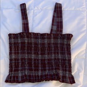 Plaid peplum cropped top